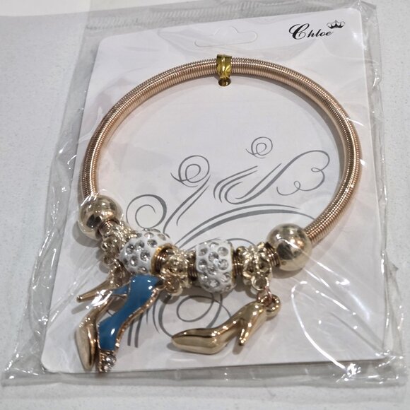 WOMEN'S CHLOE GOLD PLATED BRACELET WITH CHARMS - Picture 1 of 2